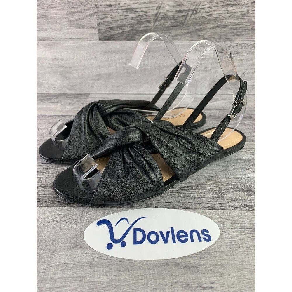 Schutz Womens Size 6B Black Leather Open Toe Knotted Sandals
